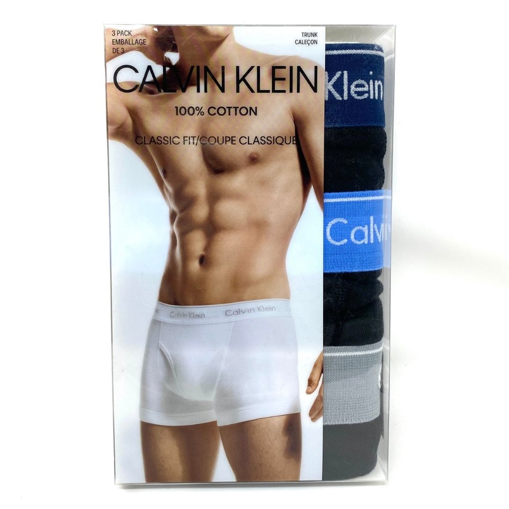 💖MEGA SALE💖 Calvin Klein Mens 3 Pack Cotton  Waistband Trunk Black NB4002931 - Picture 6 of 9